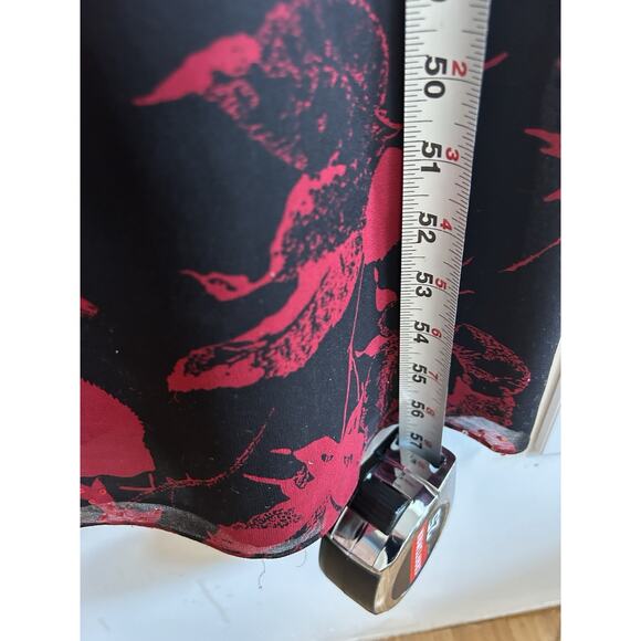 Vintage Nicole Miller Y2K Black Red Gothic Floral Fairy Sequin Silk Dress Size 0 - Picture 7 of 9